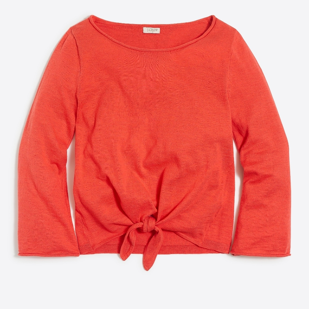 J. Crew Boatneck Tie-Front Sweater